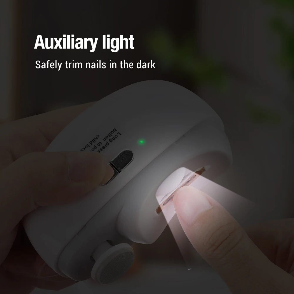 Electric Nail Clipper with Light & Polishing Function