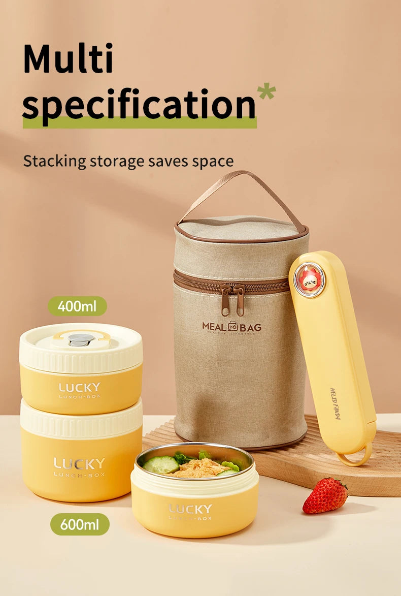 “Premium Stackable Thermal Lunch Box – 304 Stainless Steel Bento with Microwave-Safe Insulated Containers