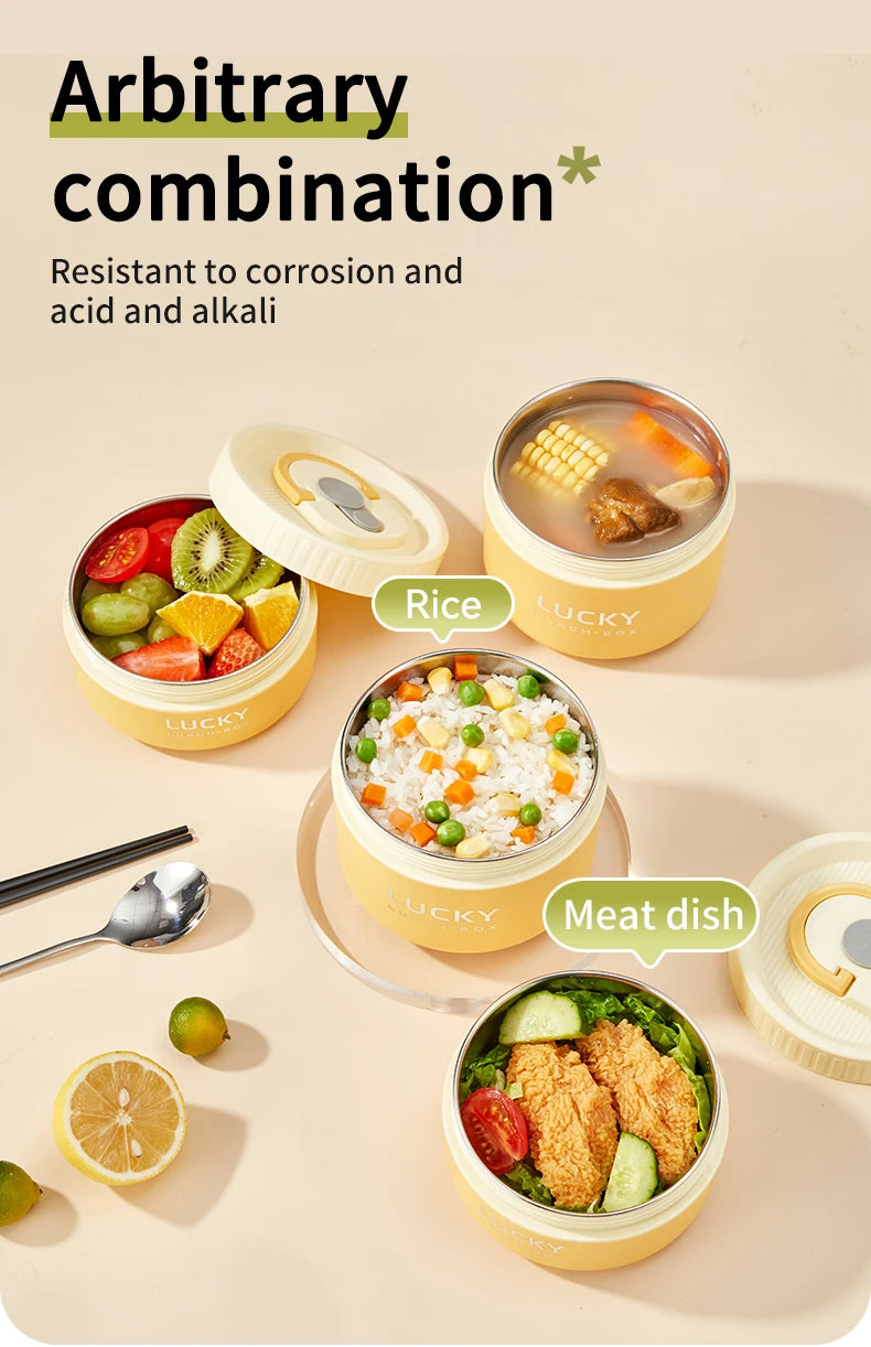 “Premium Stackable Thermal Lunch Box – 304 Stainless Steel Bento with Microwave-Safe Insulated Containers