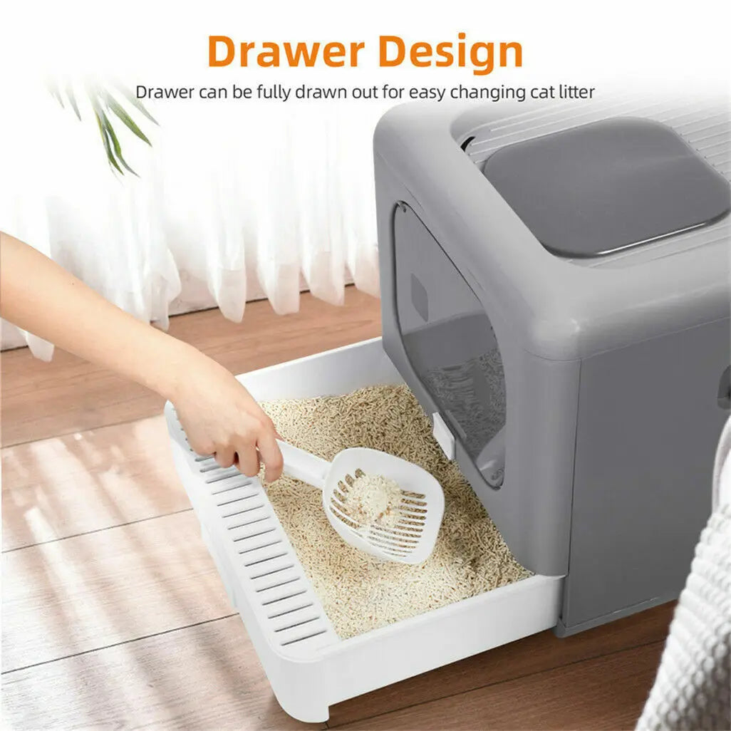 Whisker Haven Foldable Cat Litter Box – Clean & Cosy Toilet Solution for Your Feline