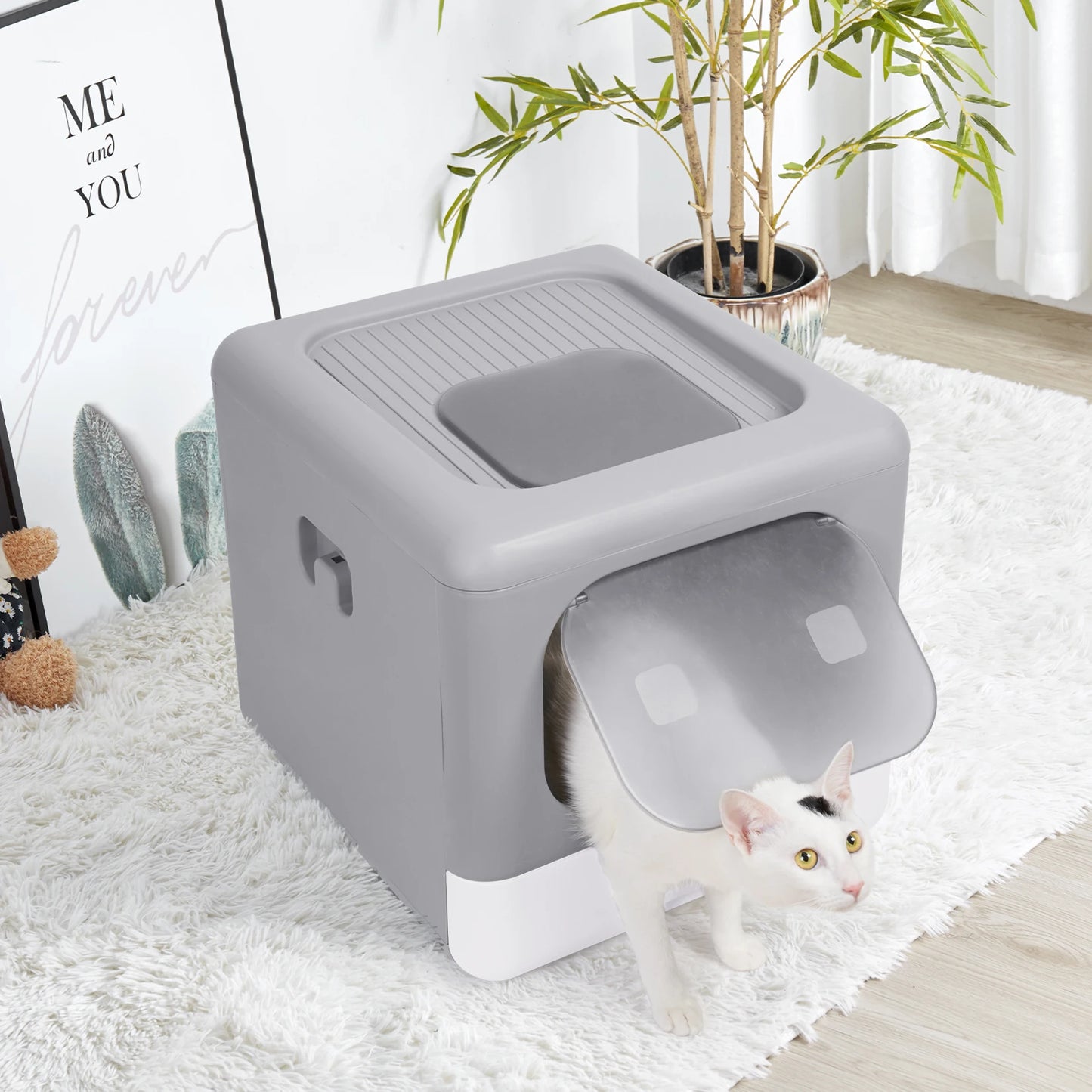 Whisker Haven Foldable Cat Litter Box – Clean & Cosy Toilet Solution for Your Feline