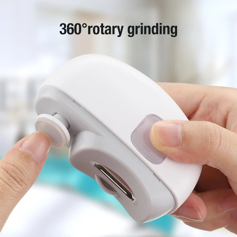 Electric Nail Clipper with Light & Polishing Function