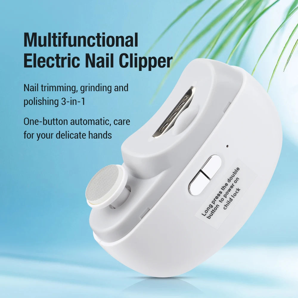 Electric Nail Clipper with Light & Polishing Function
