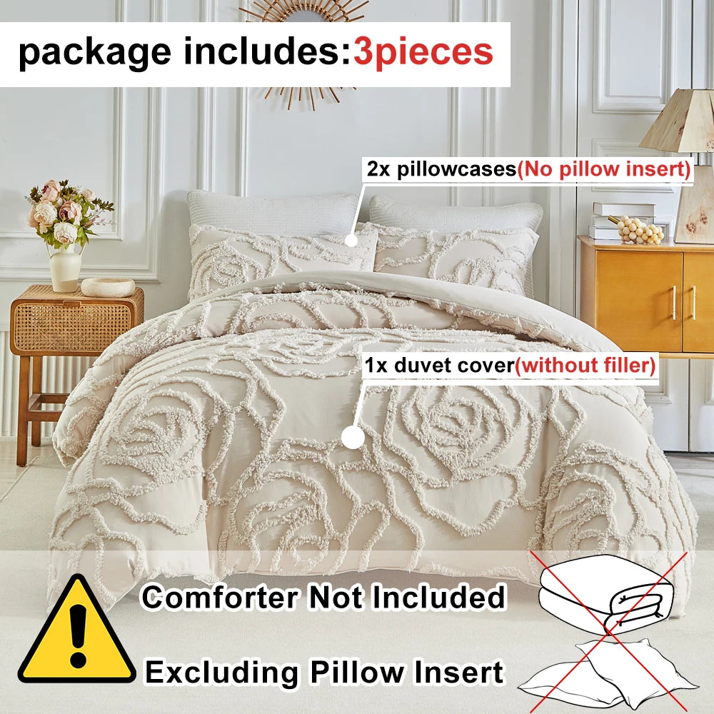 Add a touch of timeless elegance to your bedroom with this 3-piece duvet cover set, featuring a charming rose pattern.