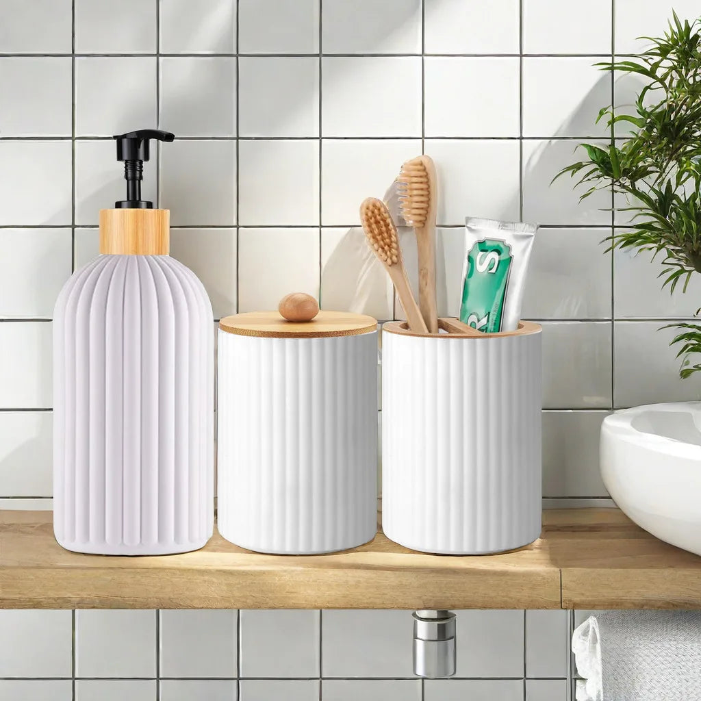 Elevate your bathroom décor with this elegant and practical Bathroom Countertop Organiser Set. Designed for both style and function, this all-in-one solution keeps your essentials tidy and easily accessible.