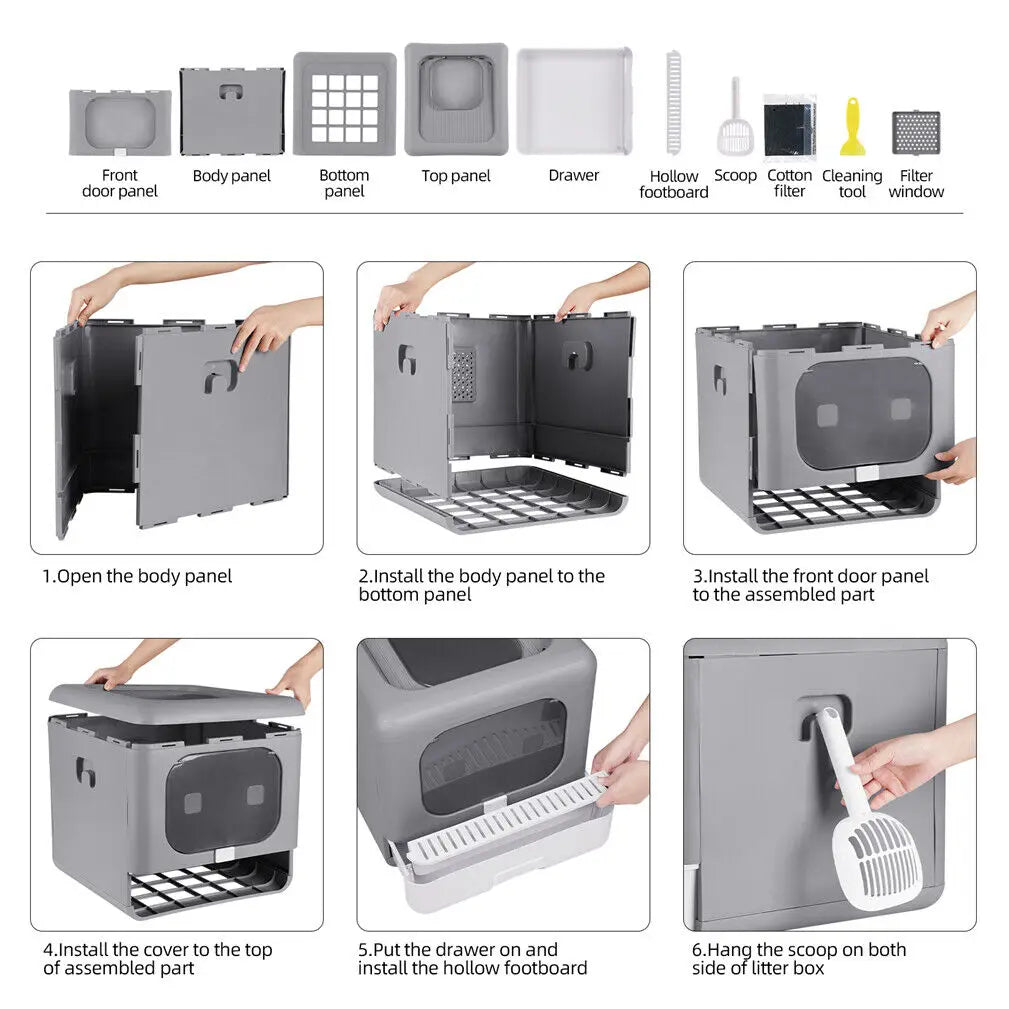Whisker Haven Foldable Cat Litter Box – Clean & Cosy Toilet Solution for Your Feline