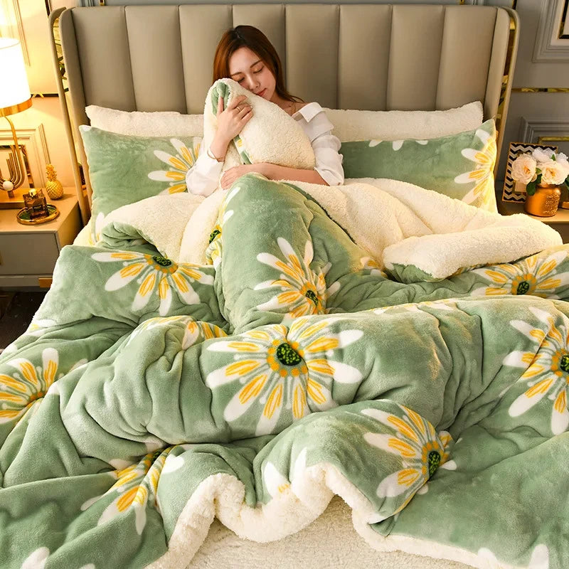 Winter Thick Flannel Fleece Quilt – Ultra-Warm Bedding for Cold Nights