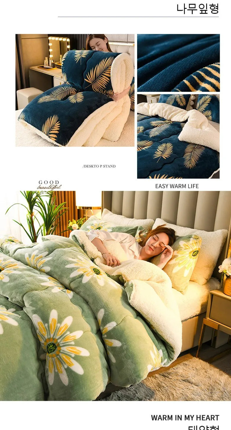 Winter Thick Flannel Fleece Quilt – Ultra-Warm Bedding for Cold Nights