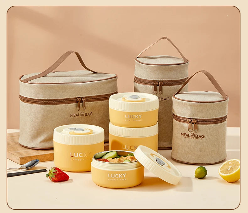 “Premium Stackable Thermal Lunch Box – 304 Stainless Steel Bento with Microwave-Safe Insulated Containers
