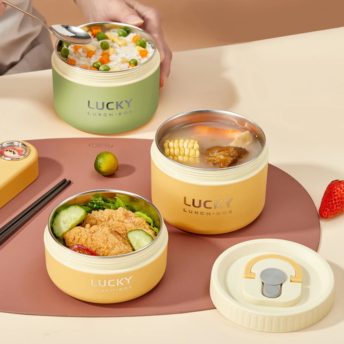 “Premium Stackable Thermal Lunch Box – 304 Stainless Steel Bento with Microwave-Safe Insulated Containers