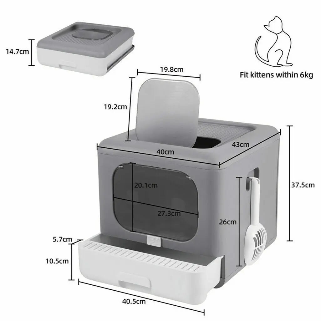 Whisker Haven Foldable Cat Litter Box – Clean & Cosy Toilet Solution for Your Feline