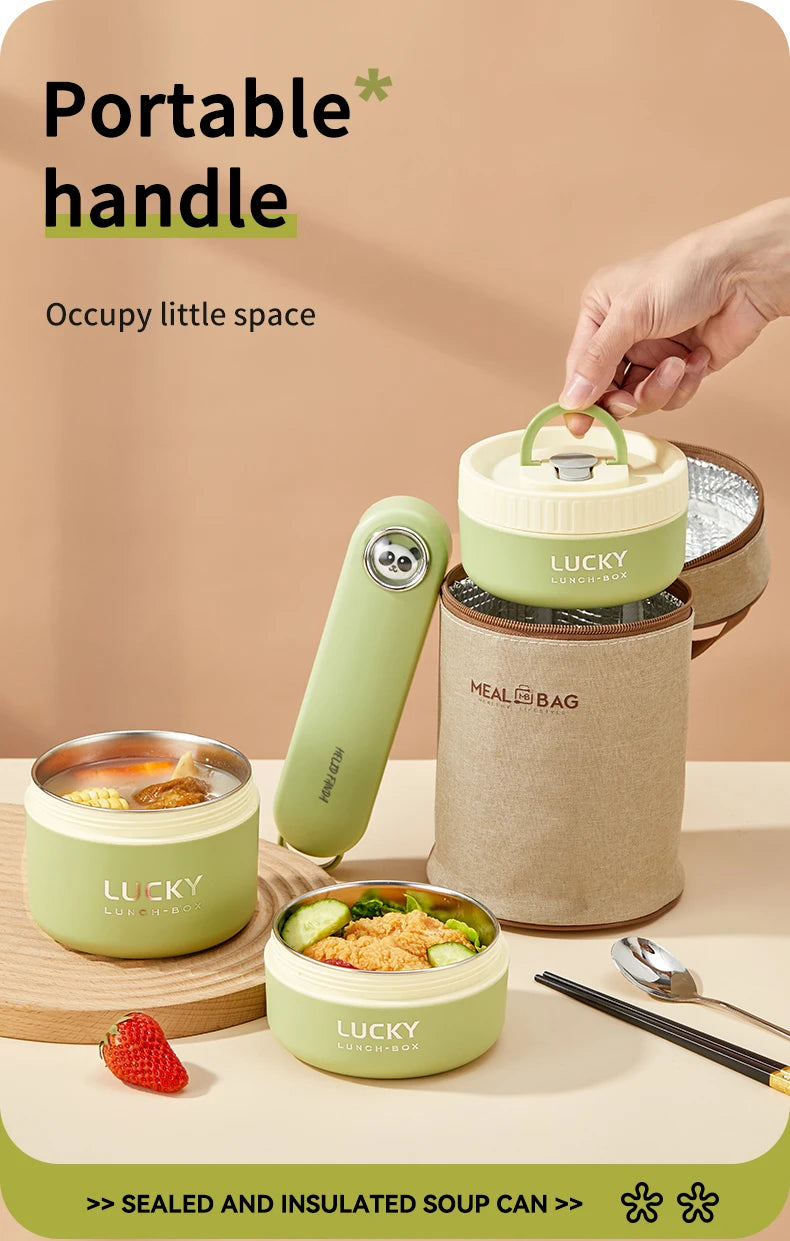 “Premium Stackable Thermal Lunch Box – 304 Stainless Steel Bento with Microwave-Safe Insulated Containers