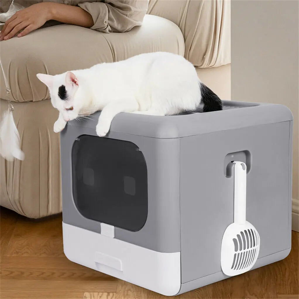 Whisker Haven Foldable Cat Litter Box – Clean & Cosy Toilet Solution for Your Feline