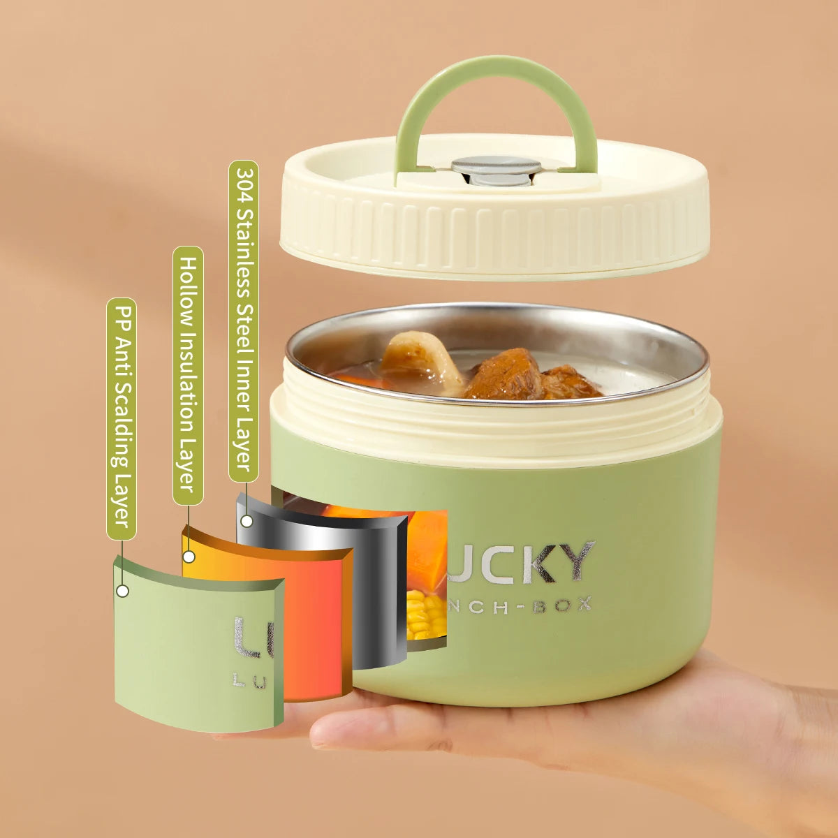 “Premium Stackable Thermal Lunch Box – 304 Stainless Steel Bento with Microwave-Safe Insulated Containers