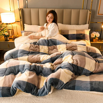 Winter Thick Flannel Fleece Quilt – Ultra-Warm Bedding for Cold Nights