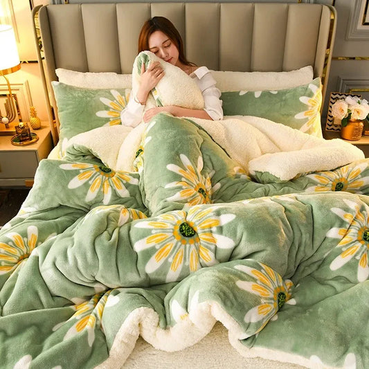 Winter Thick Flannel Fleece Quilt – Ultra-Warm Bedding for Cold Nights