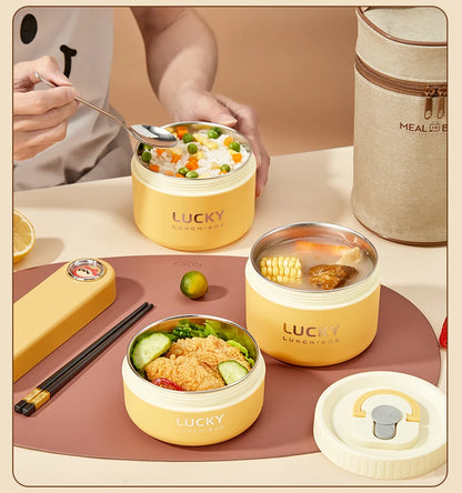 “Premium Stackable Thermal Lunch Box – 304 Stainless Steel Bento with Microwave-Safe Insulated Containers