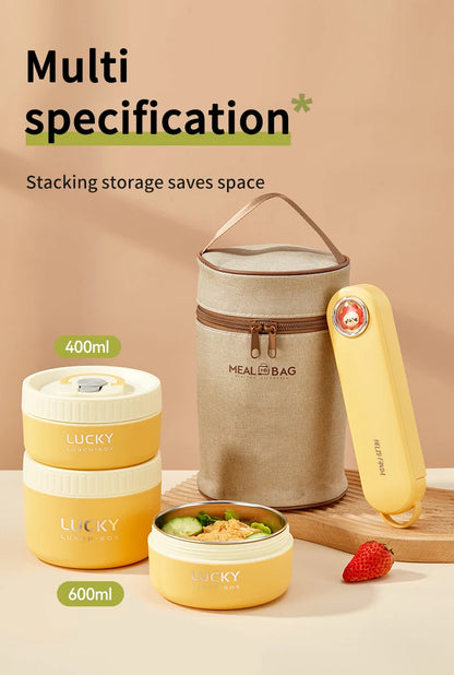 “Premium Stackable Thermal Lunch Box – 304 Stainless Steel Bento with Microwave-Safe Insulated Containers