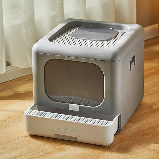 Whisker Haven Foldable Cat Litter Box – Clean & Cosy Toilet Solution for Your Feline