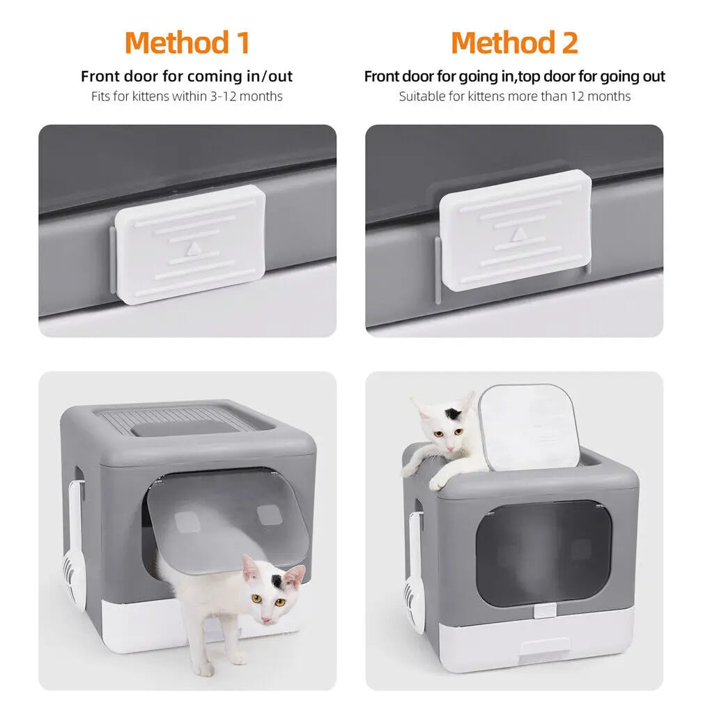 Whisker Haven Foldable Cat Litter Box – Clean & Cosy Toilet Solution for Your Feline