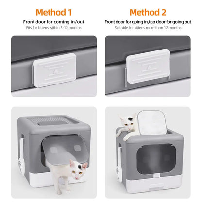 Whisker Haven Foldable Cat Litter Box – Clean & Cosy Toilet Solution for Your Feline