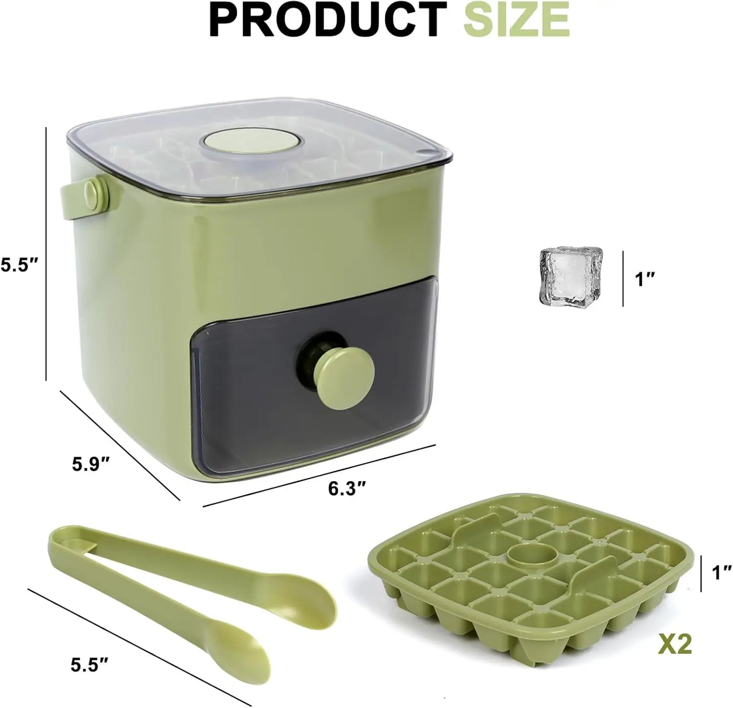 Grid Ice Cube Tray Set; Storage Bin