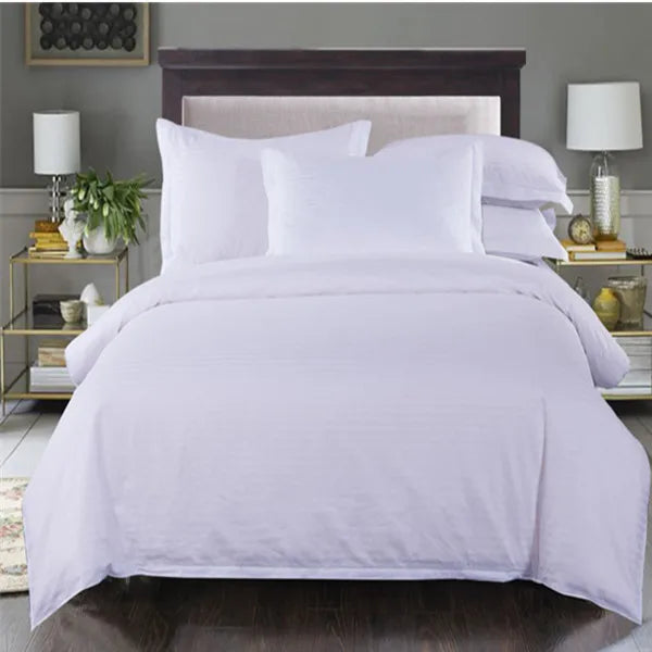 Elevate your sleeping experience with this Pure White Striped Duvet Cover