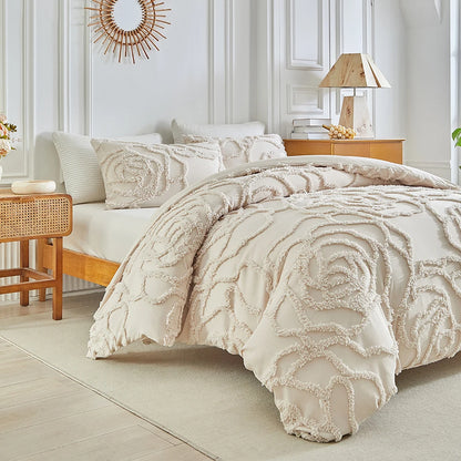 Add a touch of timeless elegance to your bedroom with this 3-piece duvet cover set, featuring a charming rose pattern.