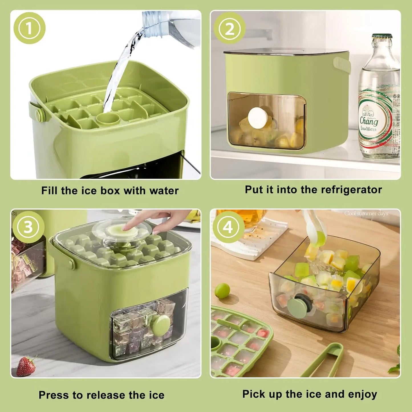 Grid Ice Cube Tray Set; Storage Bin