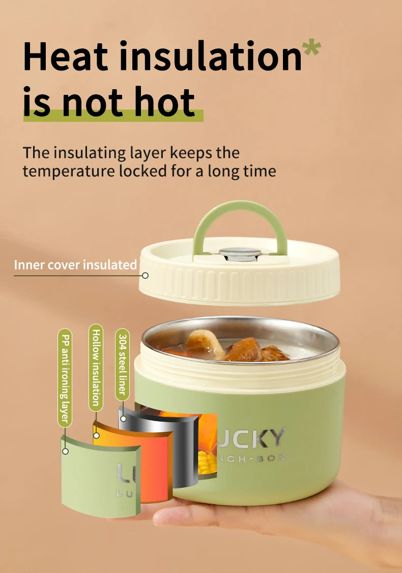 “Premium Stackable Thermal Lunch Box – 304 Stainless Steel Bento with Microwave-Safe Insulated Containers