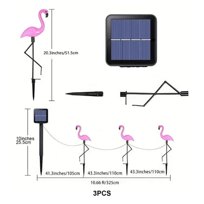 Luces solares de flamenco para jardín: decoración festiva para exteriores (1/3 unidades)