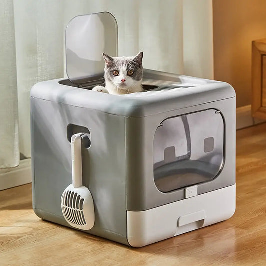 Whisker Haven Foldable Cat Litter Box – Clean & Cosy Toilet Solution for Your Feline